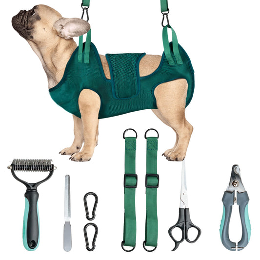 Dog Grooming Hammock Kit — Full Grooming Tools Included