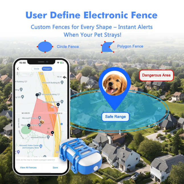 Waterproof Pet GPS Tracker with Real-Time Positioning