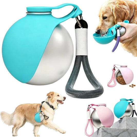 Foldable Silicone Pet Water Bottle, Leak-Proof, Portable with Carabiner Clip
