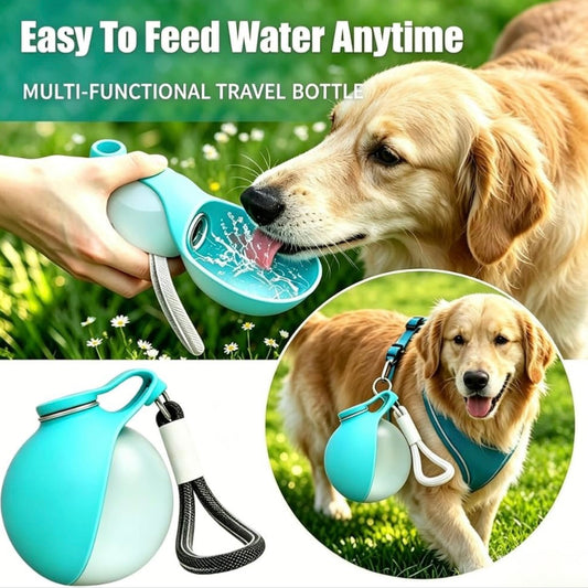 Foldable Silicone Pet Water Bottle, Leak-Proof, Portable with Carabiner Clip