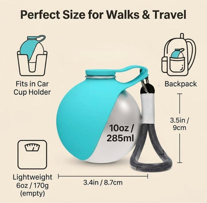 Foldable Silicone Pet Water Bottle, Leak-Proof, Portable with Carabiner Clip
