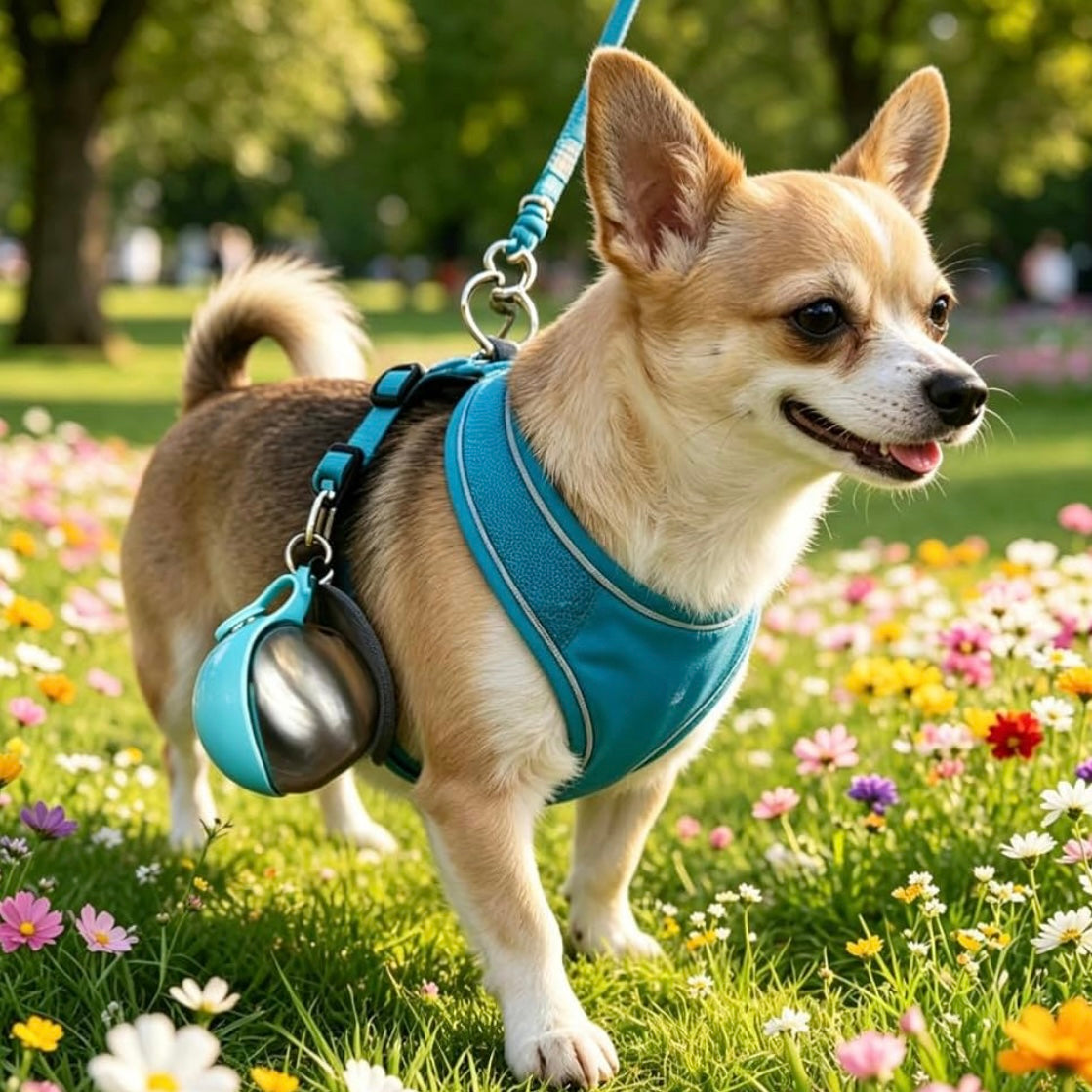 Foldable Silicone Pet Water Bottle, Leak-Proof, Portable with Carabiner Clip