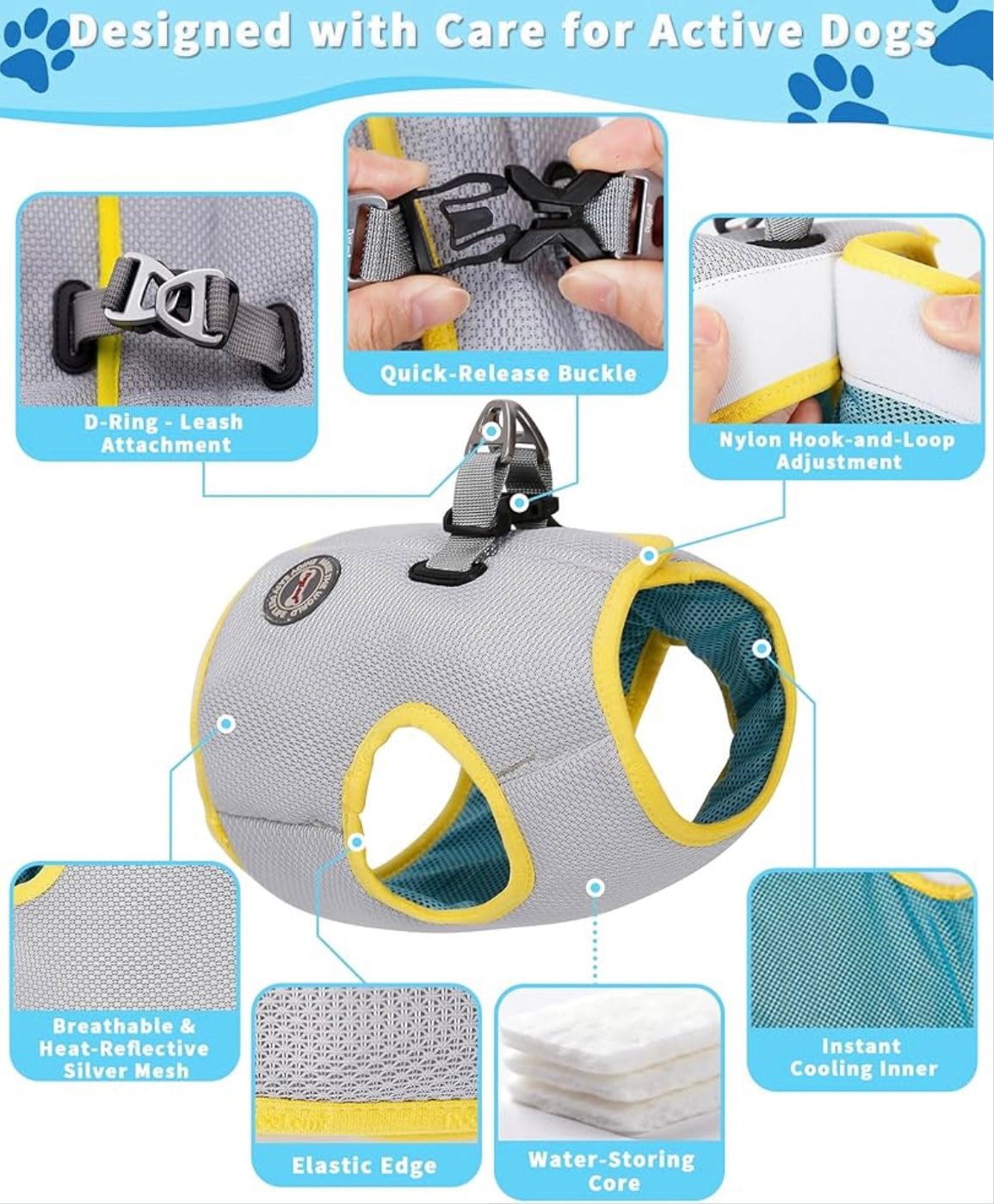 Dog Cooling Vest for Heatstroke Prevention and Comfort